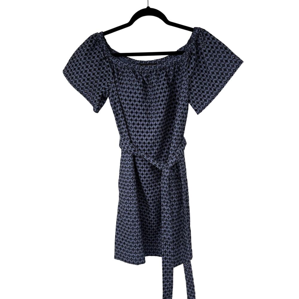 Banana Republic Blue Navy Eyelet Off The Shoulder Pocket Shift Dress Sz S Womens